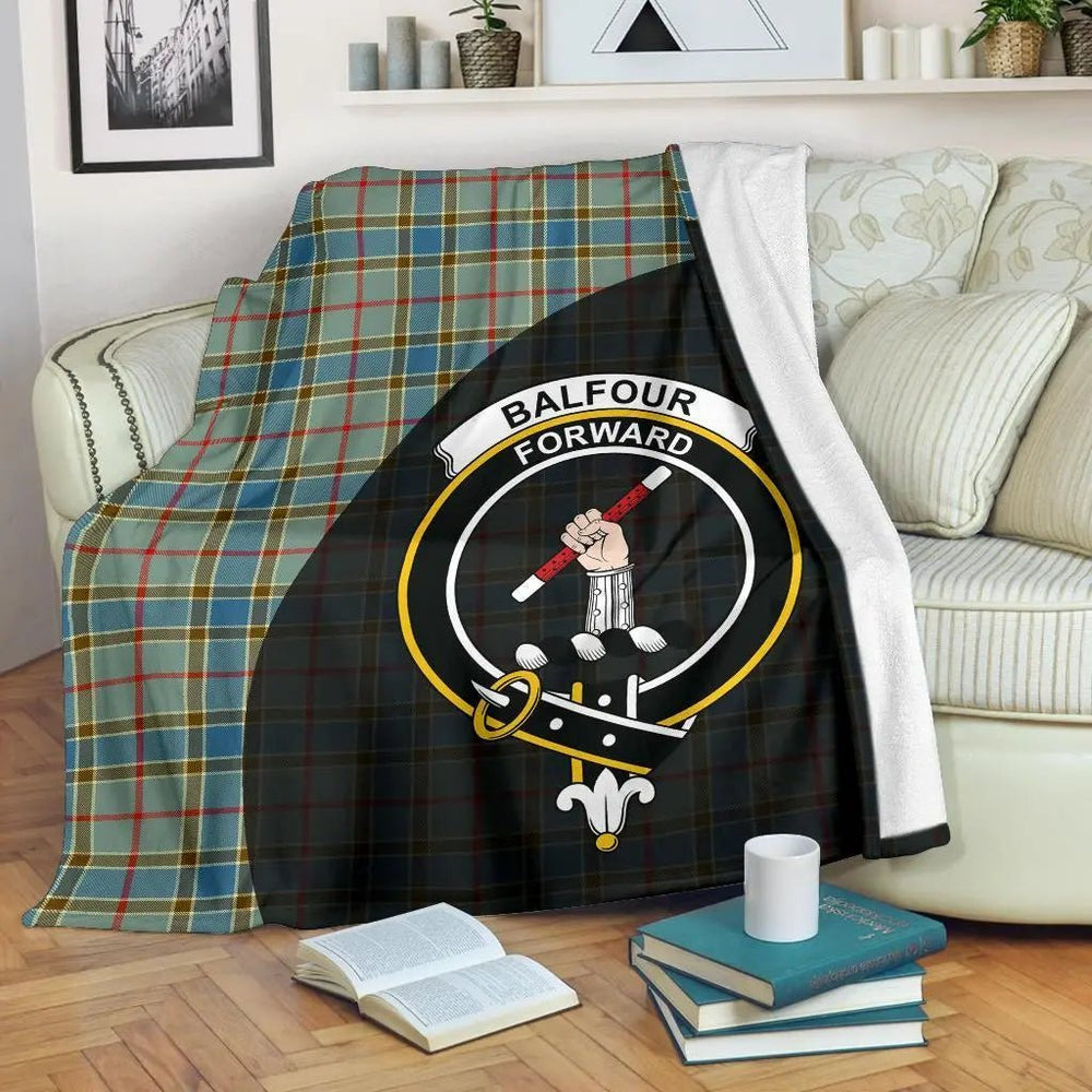 Clan Balfour Blue Tartan Crest Blanket Wave Style JV23 Clan Balfour Tartan Today   