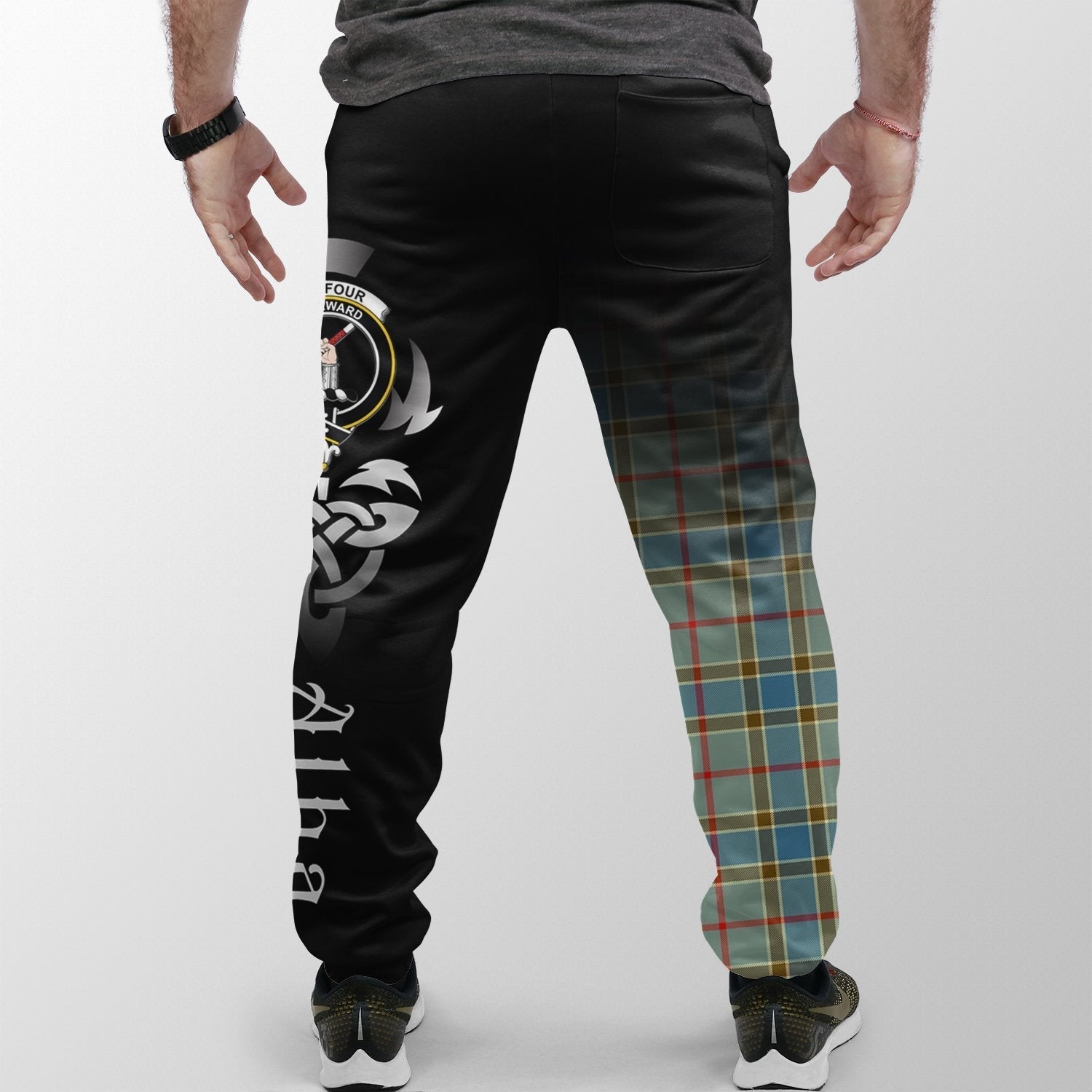 Clan Balfour Blue Tartan Crest Jogger Sweatpants  Alba Celtic Style GN31 Clan Balfour Tartan Today   