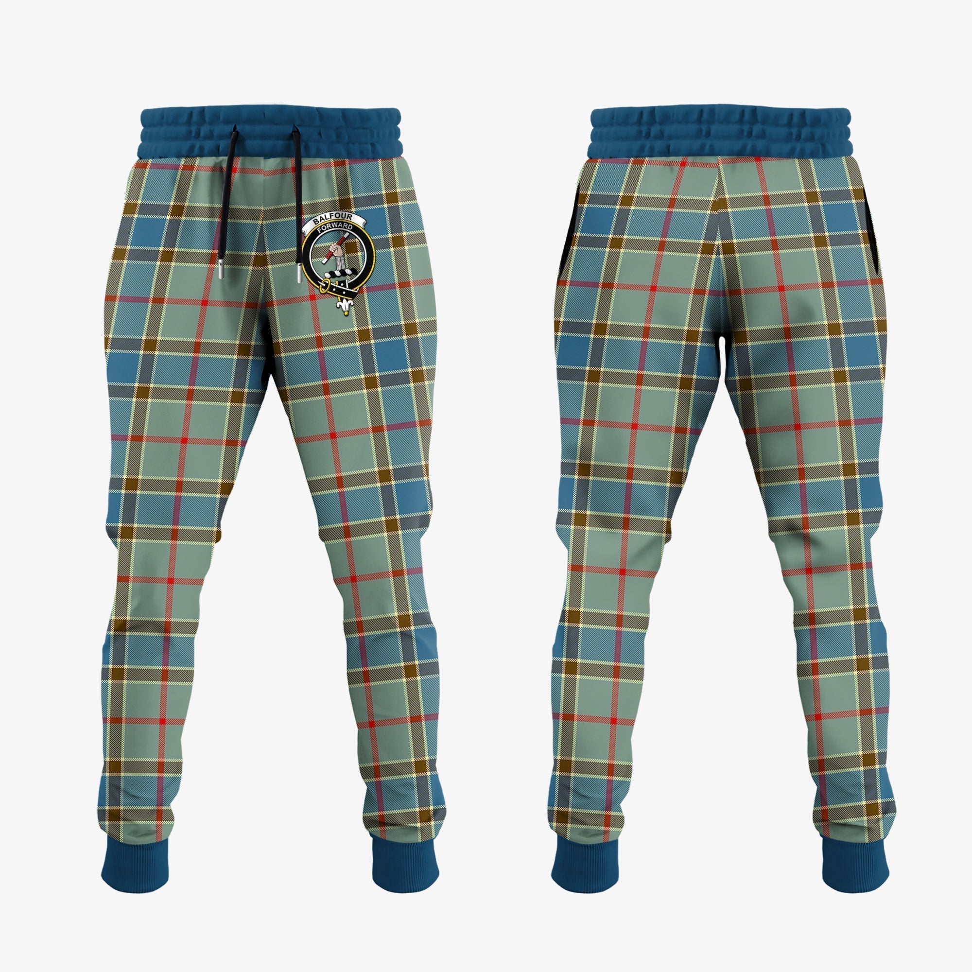 Clan Balfour Blue Tartan Crest Jogger Sweatpants JI33 Clan Balfour Tartan Today   
