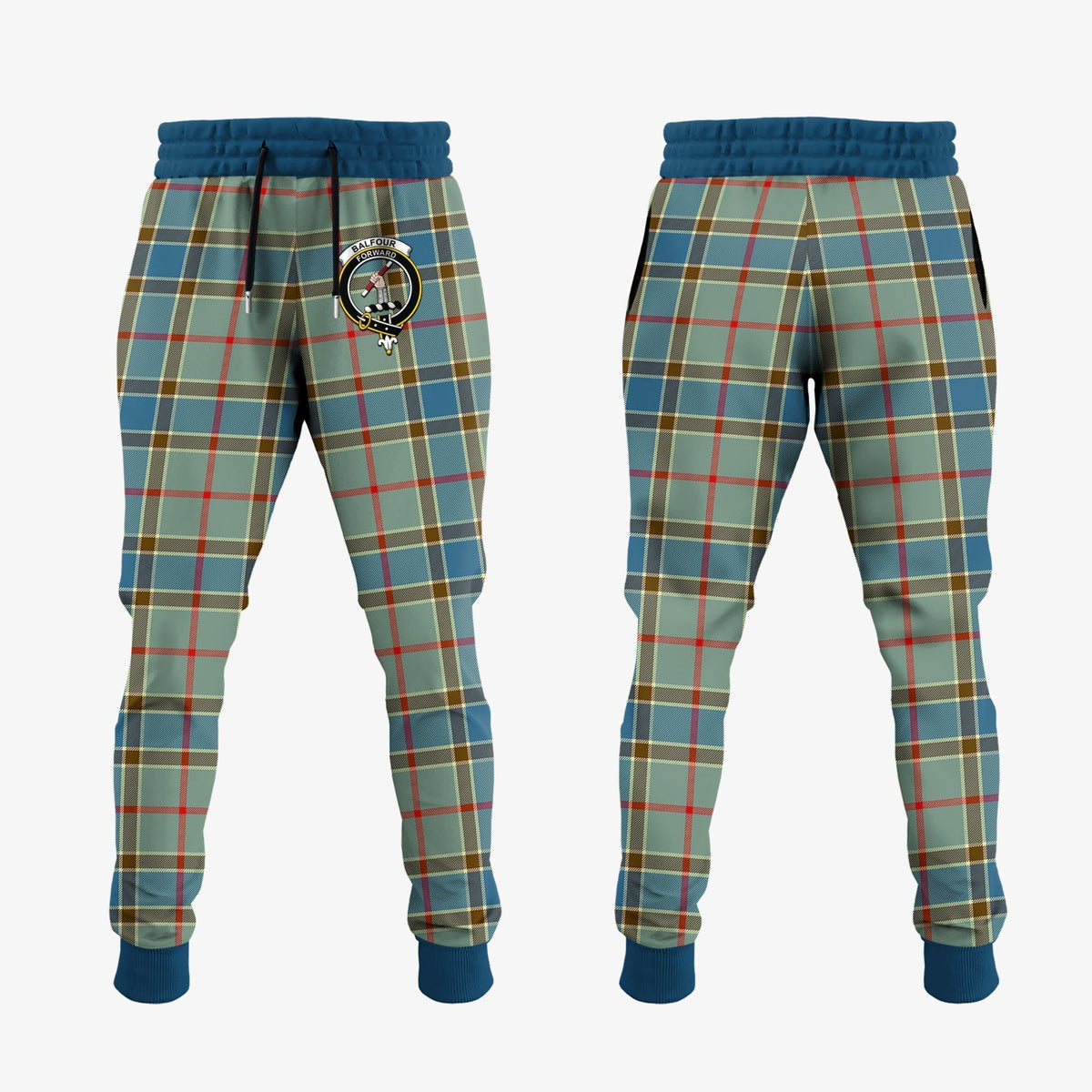 Clan Balfour Blue Tartan Crest Jogger Sweatpants JI33 Clan Balfour Tartan Today   