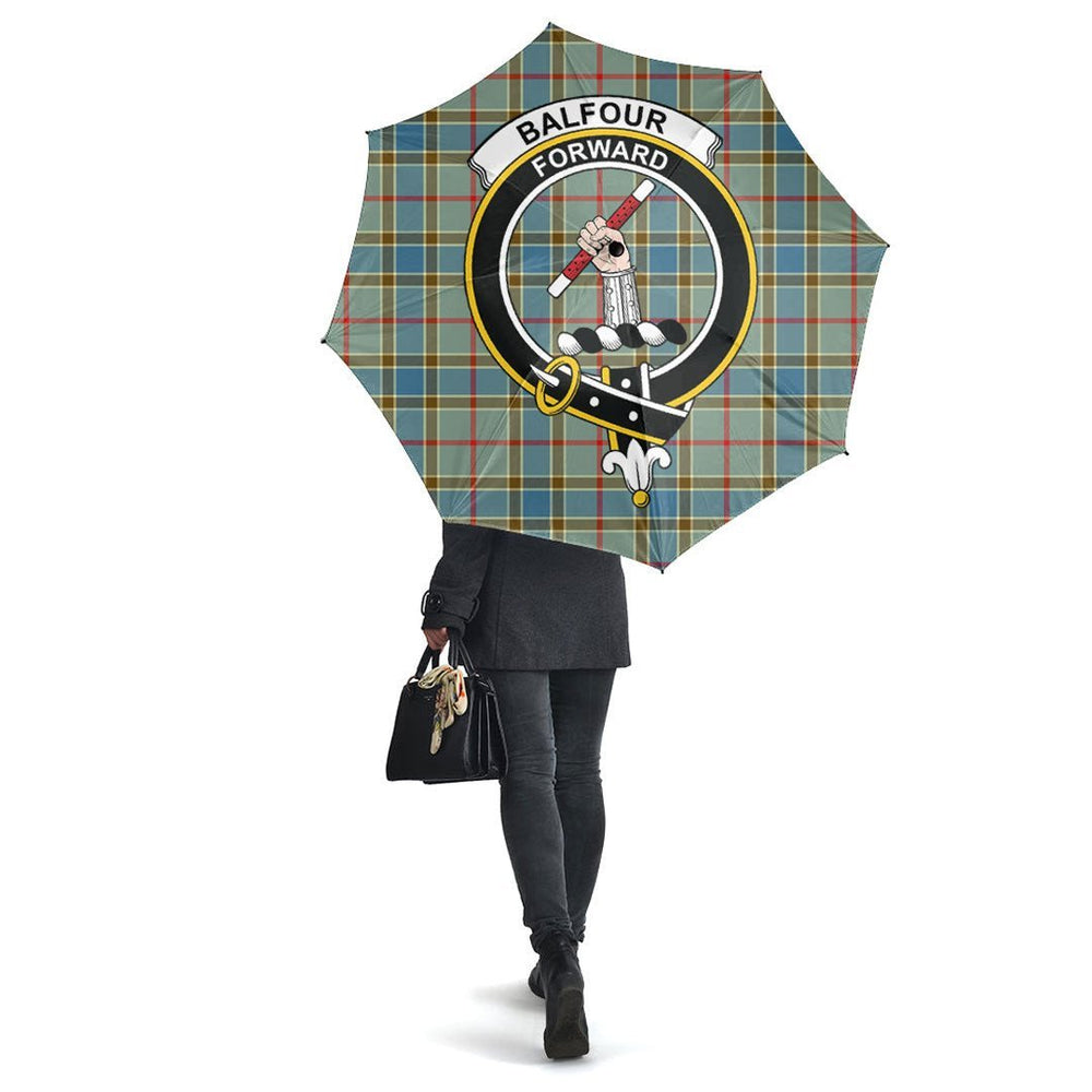 Clan Balfour Blue Tartan Crest Umbrella NI52 Clan Balfour Tartan Today   
