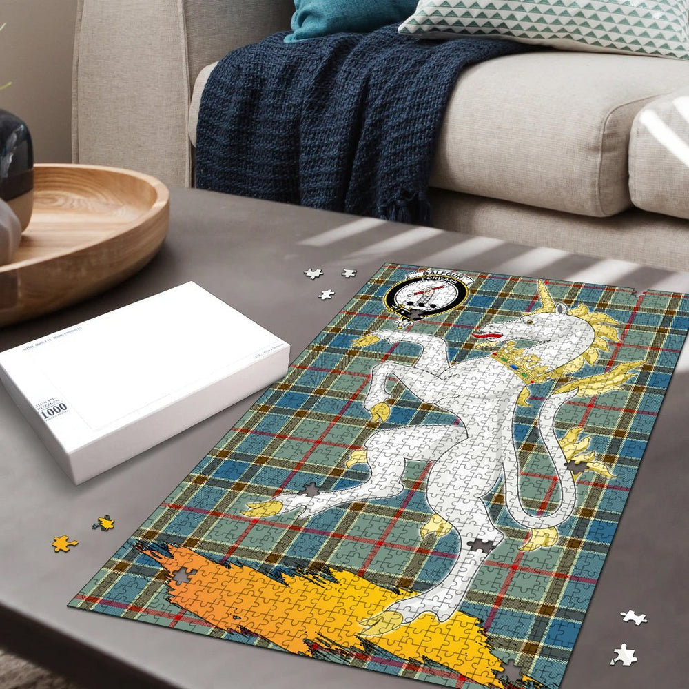 Clan Balfour Blue Tartan Crest Unicorn Scotland Jigsaw Puzzles Gift For Family TL11 Clan Balfour Tartan Today   