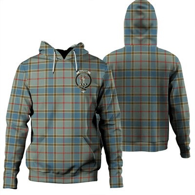Clan Balfour Blue Tartan Hoodie Crest