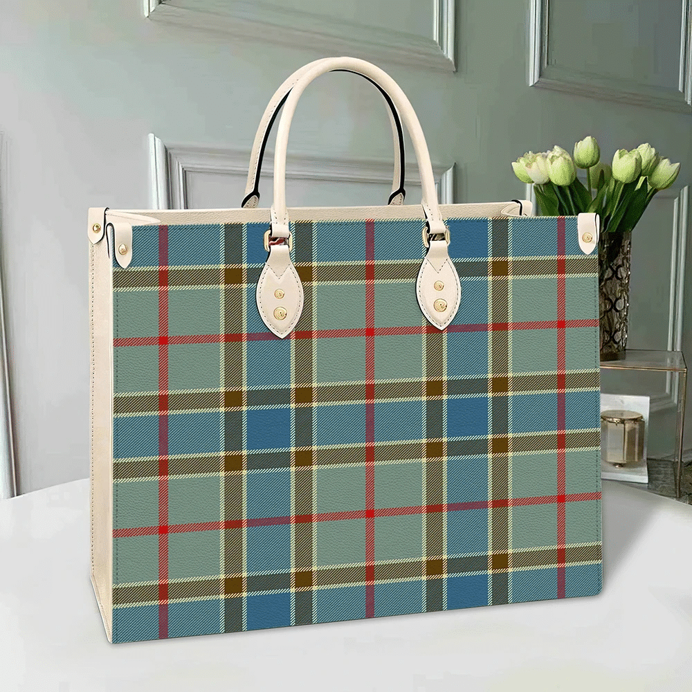 Clan Balfour Blue Tartan Leather Bag VG97 Clan Balfour Tartan Today   
