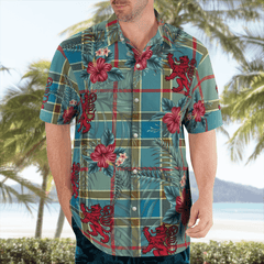 Clan Balfour Blue Tartan Scottish Lion Hawaiian Shirt KA88 Balfour Blue Tartan Tartan Hawaii Shirt   