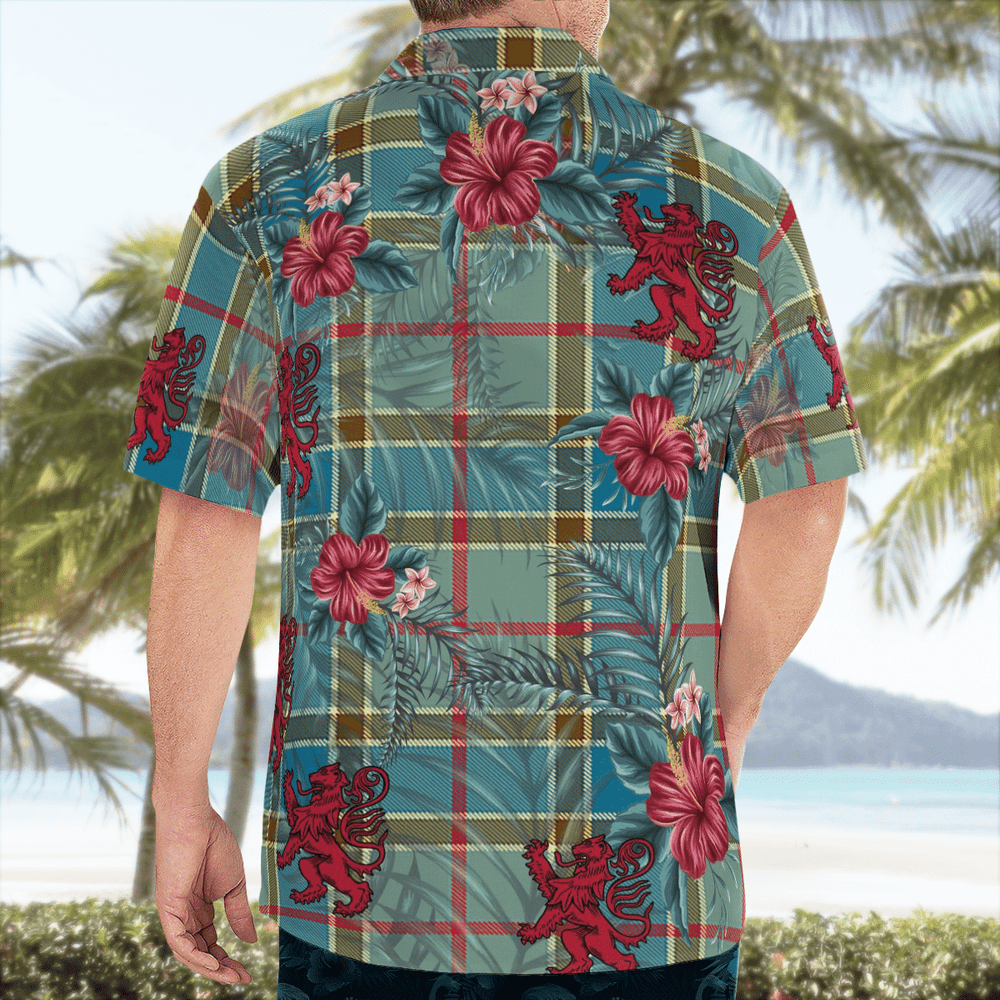 Clan Balfour Blue Tartan Scottish Lion Hawaiian Shirt KA88 Balfour Blue Tartan Tartan Hawaii Shirt   