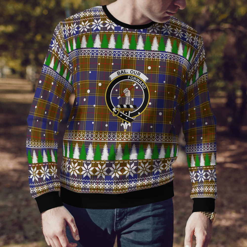 Clan Balfour Modern Crest Tartan Christmas Ugly Sweater QY94 Balfour Modern Crest Tartan Tartan Ugly Sweater   