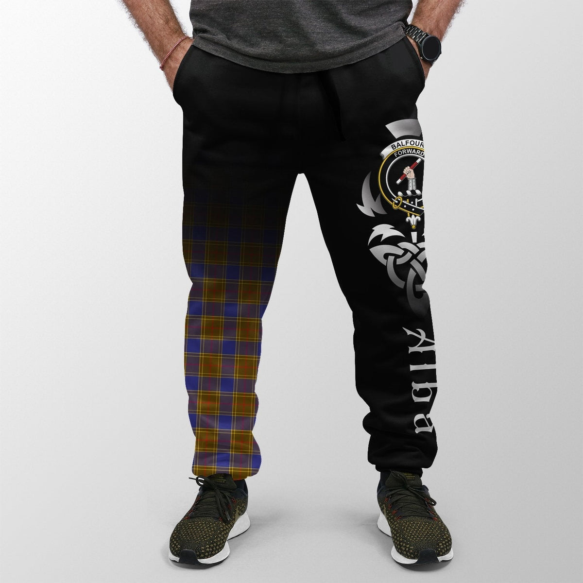 Clan Balfour Modern Tartan Crest Jogger Sweatpants  Alba Celtic Style YD57 Clan Balfour Tartan Today   