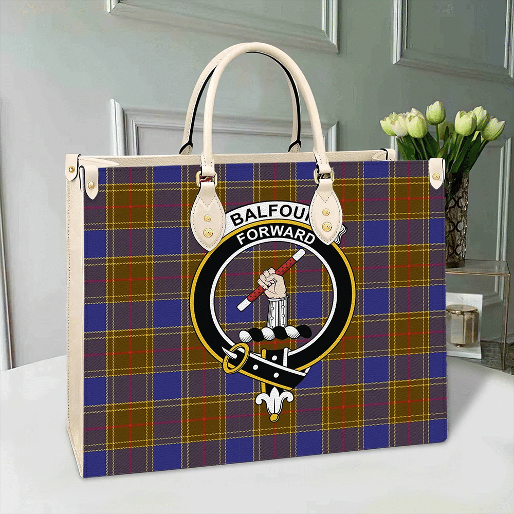 Clan Balfour Modern Tartan Crest Leather Bag DG63 Clan Balfour Tartan Today   