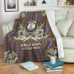 Clan Balfour Modern Tartan Gold Courage Symbol Blanket OU82 Clan Balfour Tartan Today   
