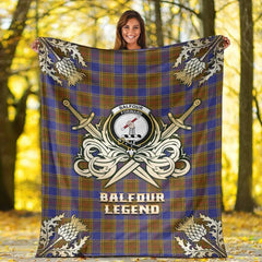 Clan Balfour Modern Tartan Gold Courage Symbol Blanket OU82 Clan Balfour Tartan Today   