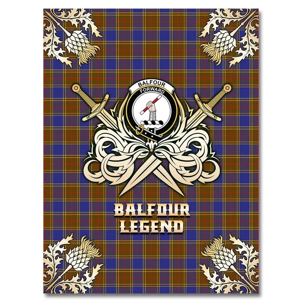 Clan Balfour Modern Tartan Gold Courage Symbol Blanket OU82 Clan Balfour Tartan Today   