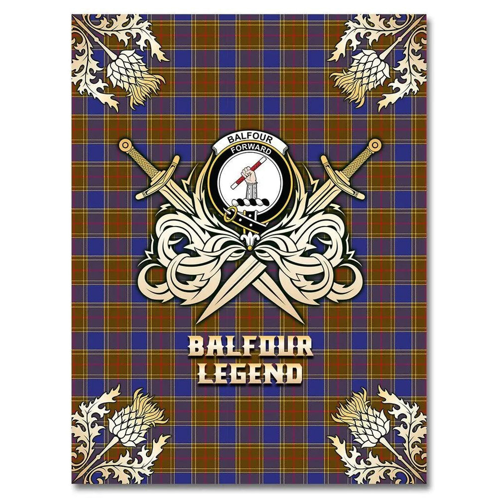 Clan Balfour Modern Tartan Gold Courage Symbol Blanket OU82 Clan Balfour Tartan Today   