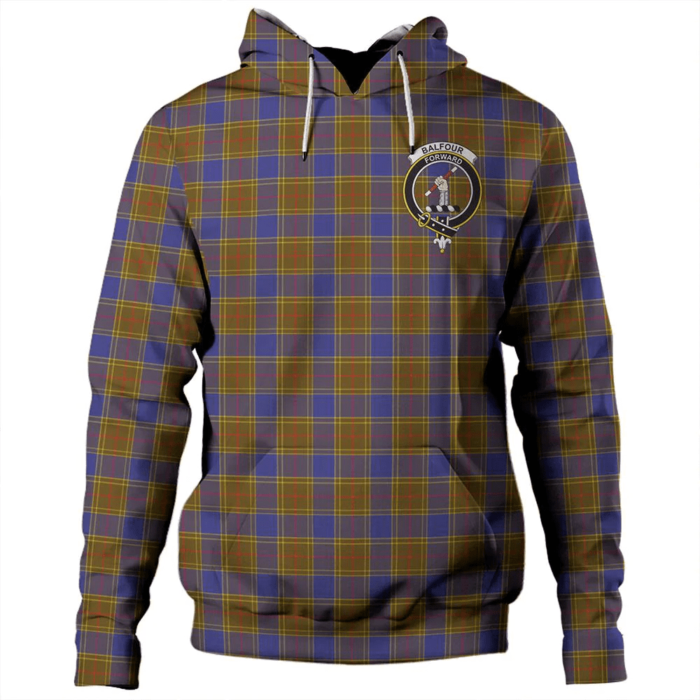 Clan Balfour Modern Tartan Hoodie Crest LR6WECTD-1 Balfour Modern Tartan Hoodies   