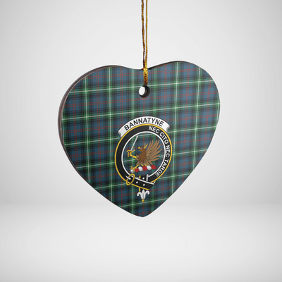 Clan Bannatyne 1 Tartan Crest Heart Ceramic Ornament