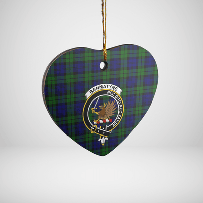 Clan Bannatyne 2 Tartan Crest Heart Ceramic Ornament
