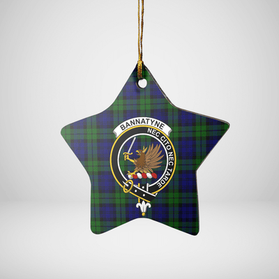 Clan Bannatyne 2 Tartan Crest Star Ceramic Ornament