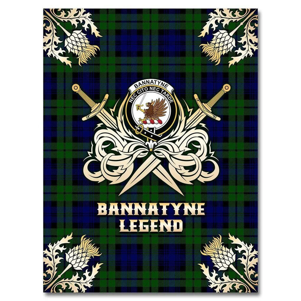 Clan Bannatyne Tartan Gold Courage Symbol Blanket AS97 Clan Bannatyne Tartan Today   
