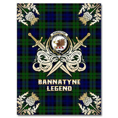 Clan Bannatyne Tartan Gold Courage Symbol Blanket AS97 Clan Bannatyne Tartan Today   