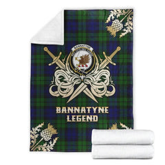 Clan Bannatyne Tartan Gold Courage Symbol Blanket AS97 Clan Bannatyne Tartan Today   