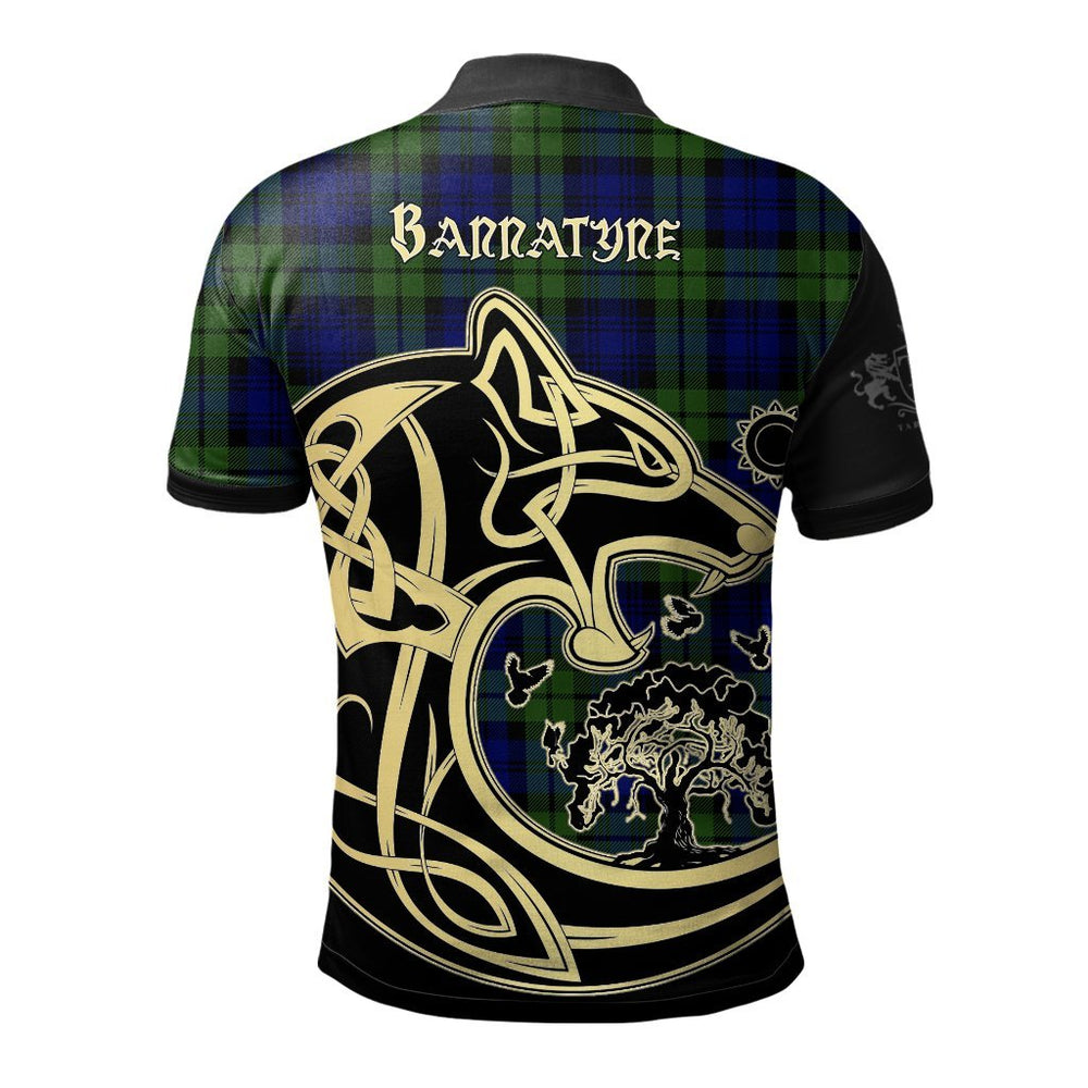 Clan Bannatyne Tartan Polo Shirt Viking Wolf TF77 Bannatyne Tartan Tartan Polo   
