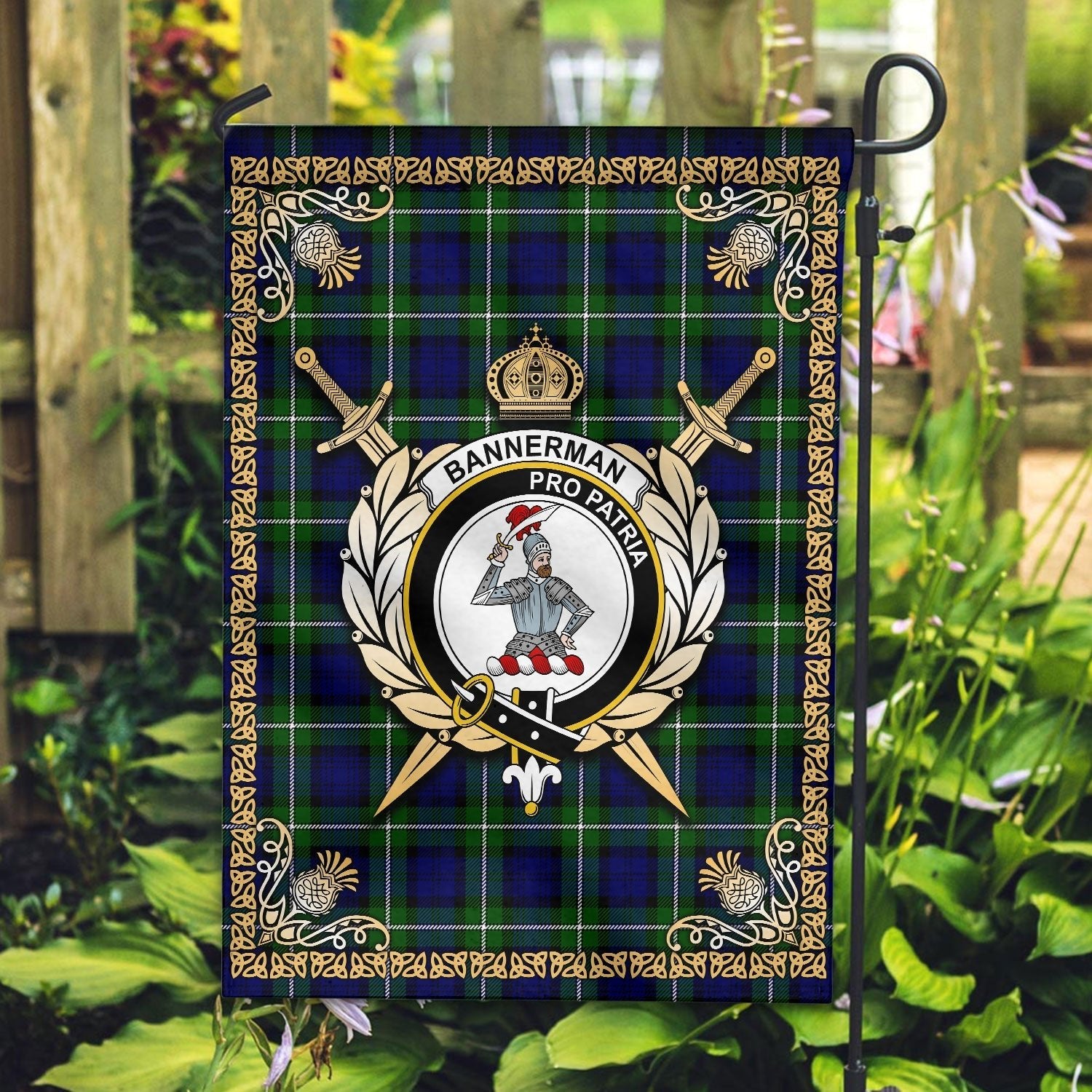 Clan Bannerman Tartan Crest Garden Flag  - Celtic Thistle  PK53 Clan Bannerman Tartan Today   