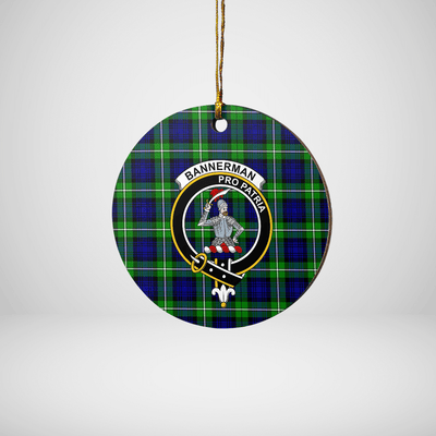 Clan Bannerman Tartan Crest Round Ceramic Ornament