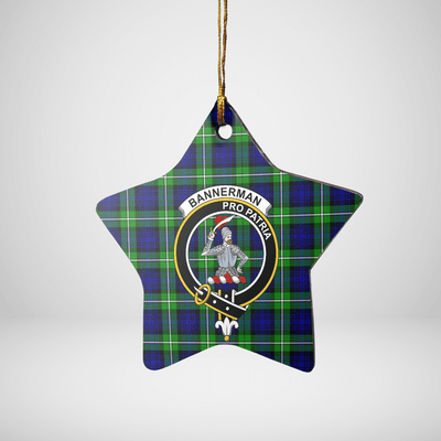 Clan Bannerman Tartan Crest Star Ceramic Ornament