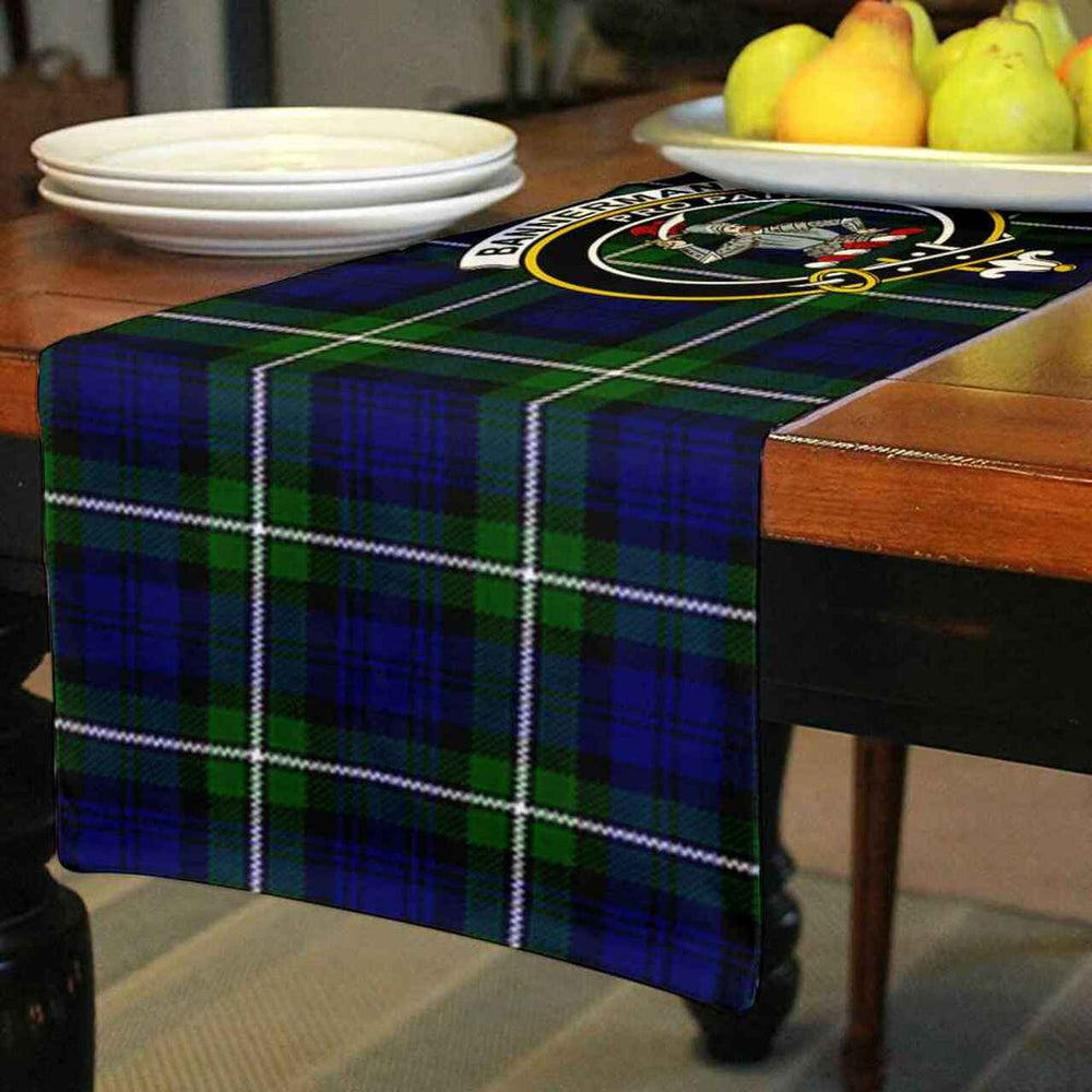Clan Bannerman Tartan Crest Table Runner Cotton EC10 Bannerman Tartan Tartan Table Runner   