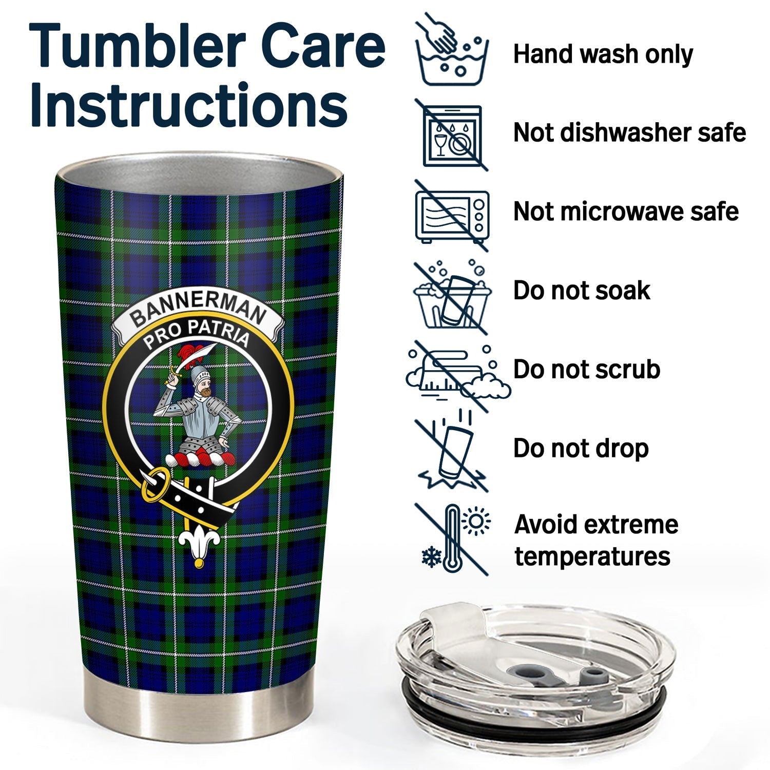 Clan Bannerman Tartan Crest Tumbler NP77 Clan Bannerman Tartan Today   