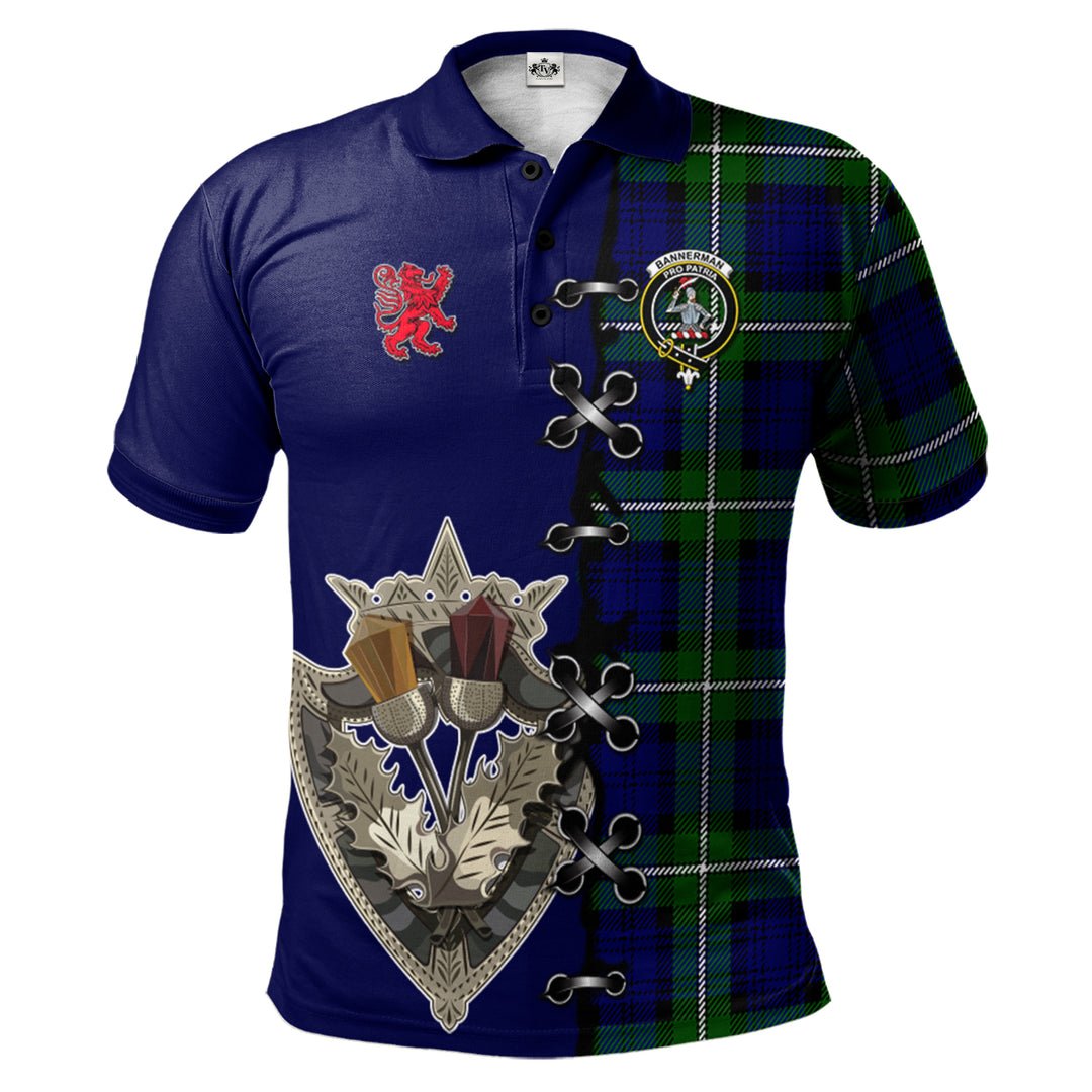 Clan Bannerman Tartan Polo Shirt - Lion Rampant And Celtic Thistle Style EM43 Bannerman Tartan Tartan Polo   