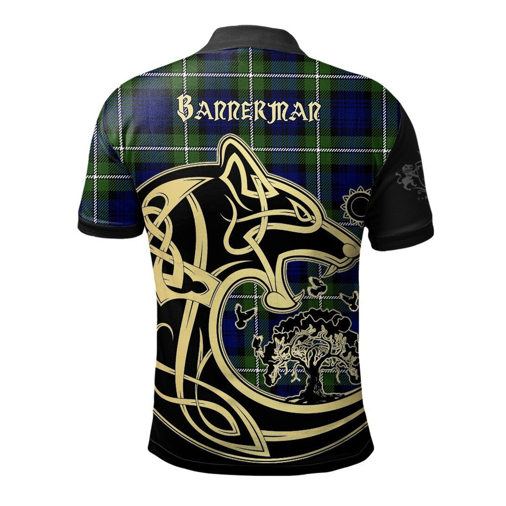 Clan Bannerman Tartan Polo Shirt Viking Wolf NA66 Bannerman Tartan Tartan Polo   