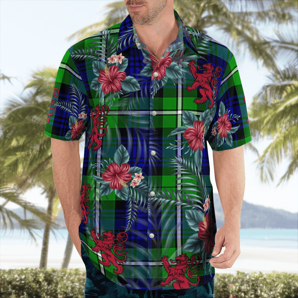 Clan Bannerman Tartan Scottish Lion Hawaiian Shirt UH36 Bannerman Tartan Tartan Hawaii Shirt   