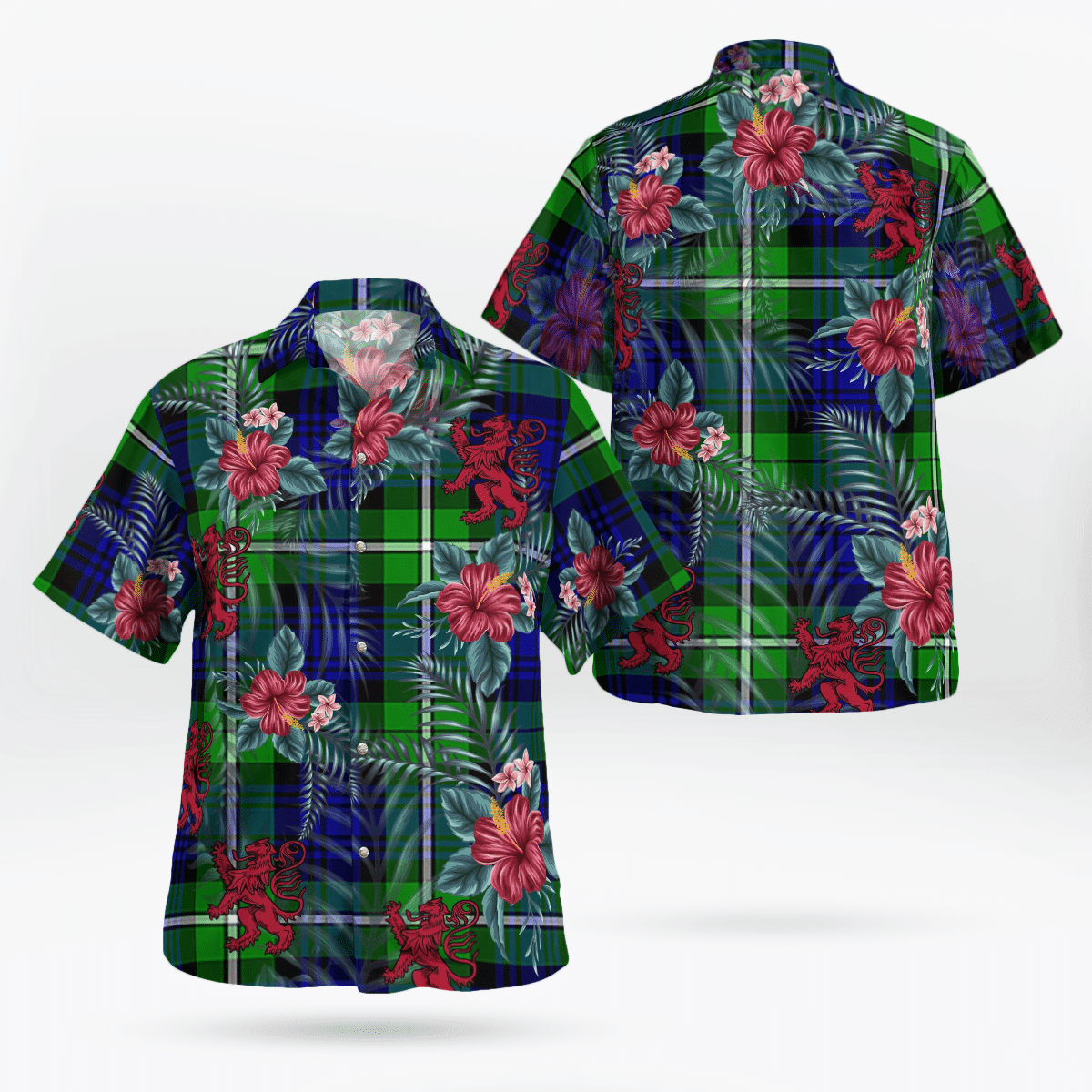 Clan Bannerman Tartan Scottish Lion Hawaiian Shirt UH36 Bannerman Tartan Tartan Hawaii Shirt   
