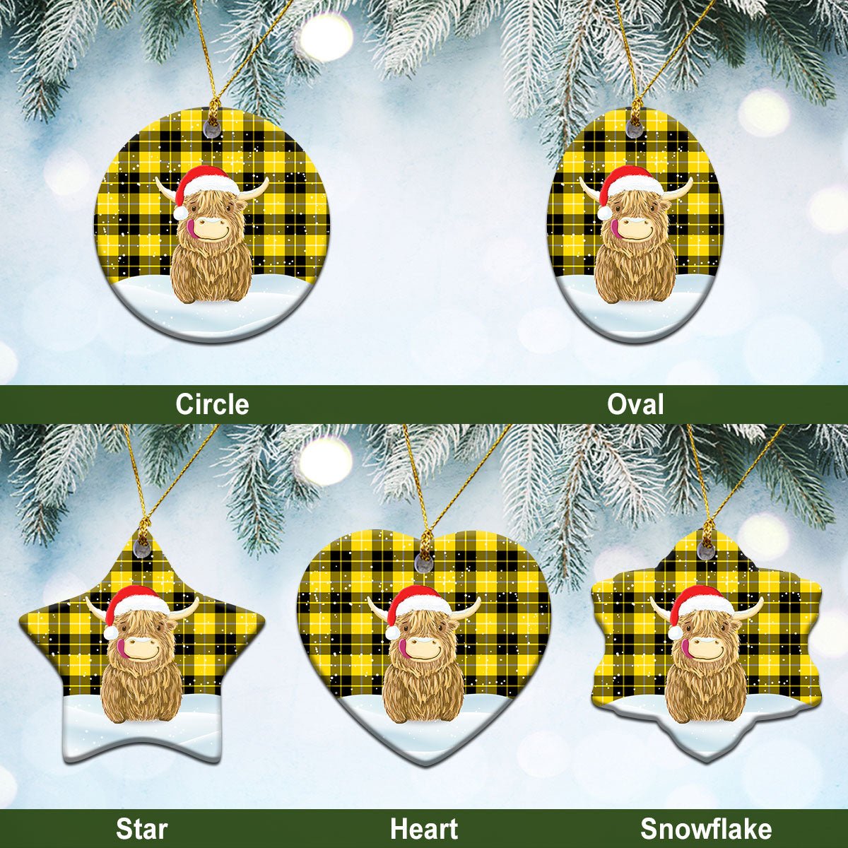 Clan Barclay Dress Modern Tartan Christmas Ceramic Ornament Highland Cows Style DP85 Barclay Dress Modern Tartan Tartan Ornament   