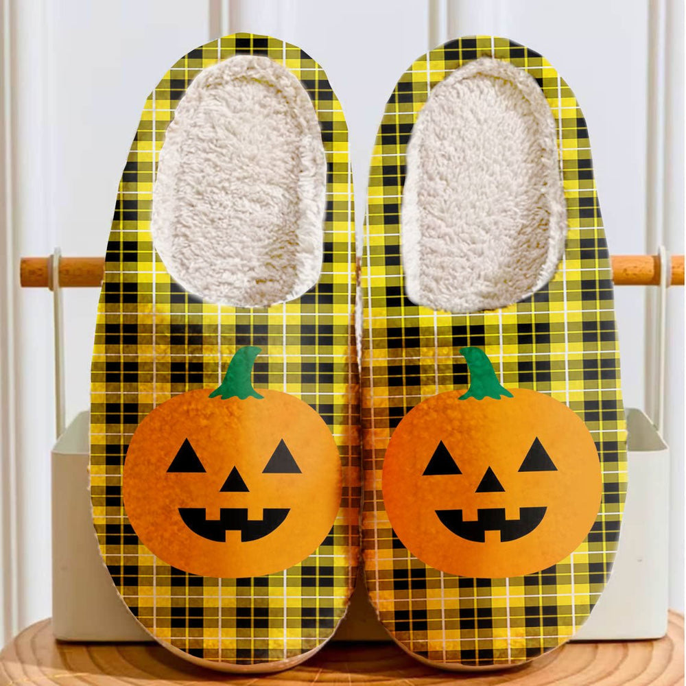 Clan Barclay Dress Modern Tartan Halloween Pumpkin Slippers, Fluffy Spooky Slippers TH24 Barclay Dress Modern Tartan Tartan Halloween   