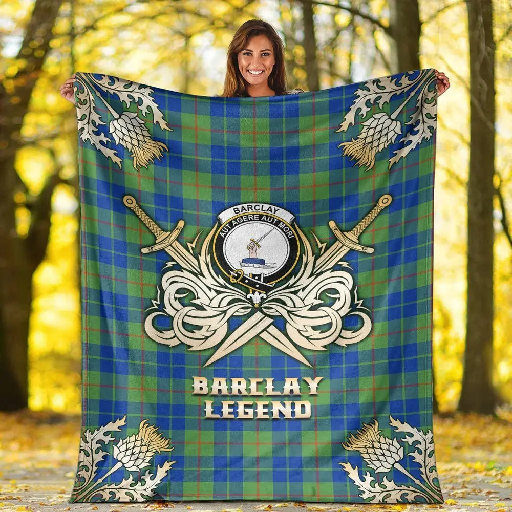 Clan Barclay Hunting Ancient Tartan Gold Courage Symbol Blanket EF53 Clan Barclay Tartan Today   