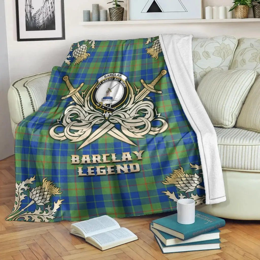 Clan Barclay Hunting Ancient Tartan Gold Courage Symbol Blanket EF53 Clan Barclay Tartan Today   