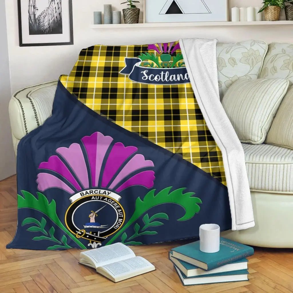 Clan Barclay Tartan Crest Premium Blanket Thistle Style ME68 Clan Barclay Tartan Today   