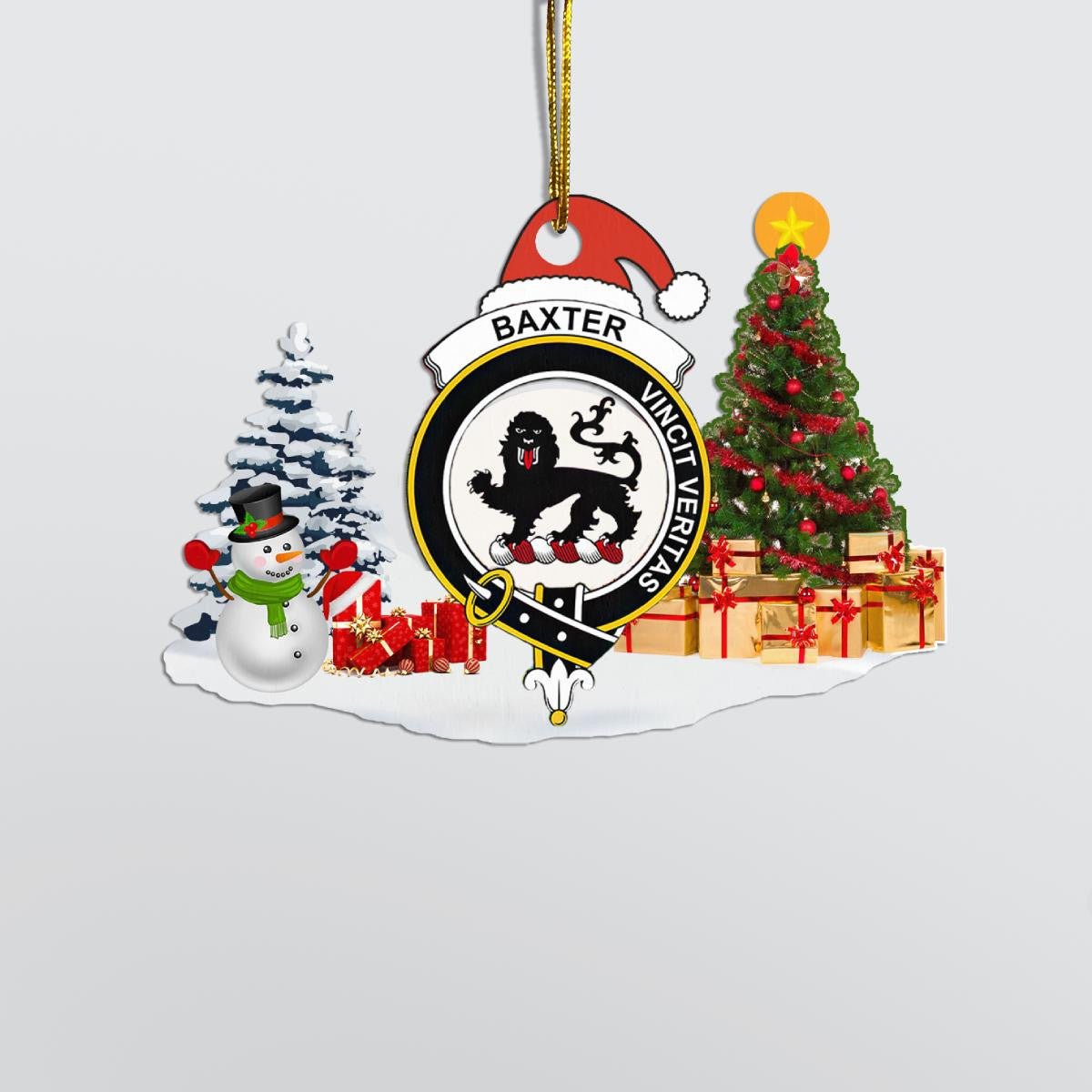 Clan Baxter Crest Tartan Acrylic Christmas Ornament LR64 Baxter Tartan Tartan Christmas   