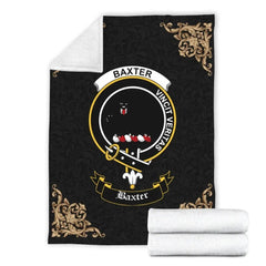 Clan Baxter Crest Tartan Premium Blanket Black IW90 Clan Baxter Tartan Today   