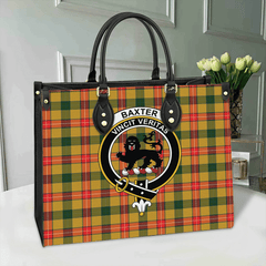 Clan Baxter Modern Crest Tartan Leather Bag CQ62 Clan Baxter Tartan Today   