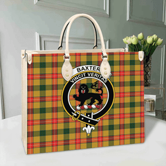 Clan Baxter Modern Crest Tartan Leather Bag CQ62 Clan Baxter Tartan Today   