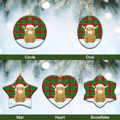 Clan Baxter Modern Tartan Christmas Ceramic Ornament Highland Cows Style