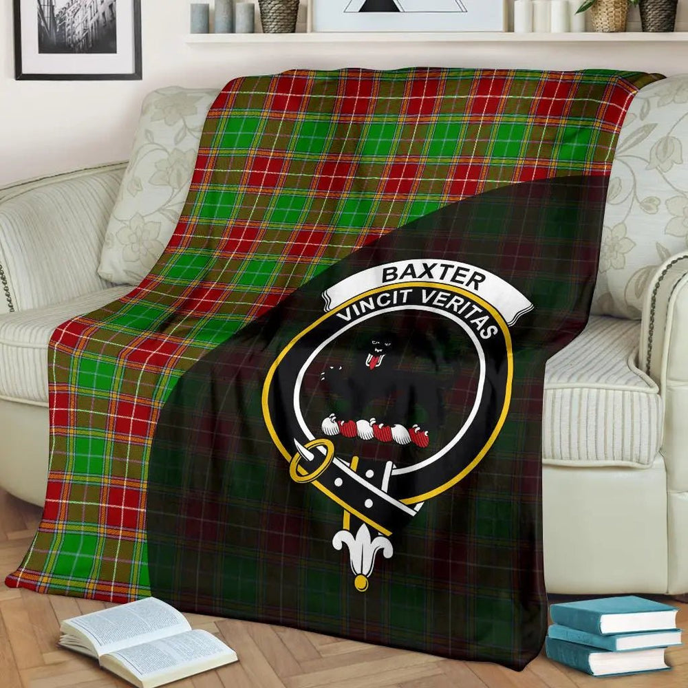 Clan Baxter Modern Tartan Crest Blanket 3 Sizes WA16 Clan Baxter Tartan Today   