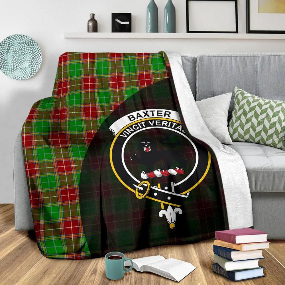 Clan Baxter Modern Tartan Crest Blanket 3 Sizes WA16 Clan Baxter Tartan Today   