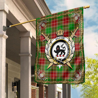 Clan Baxter Modern Tartan Crest Garden Flag - Celtic Thistle