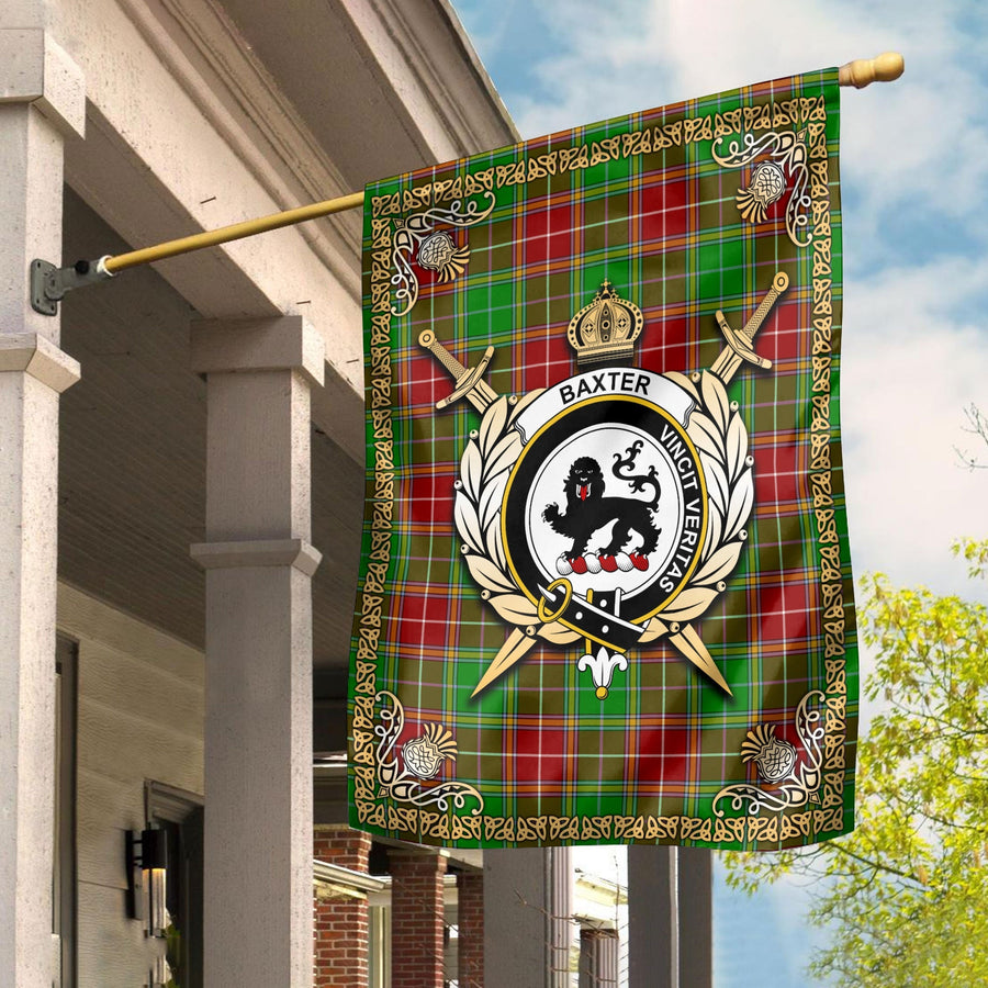 Clan Baxter Modern Tartan Crest Garden Flag