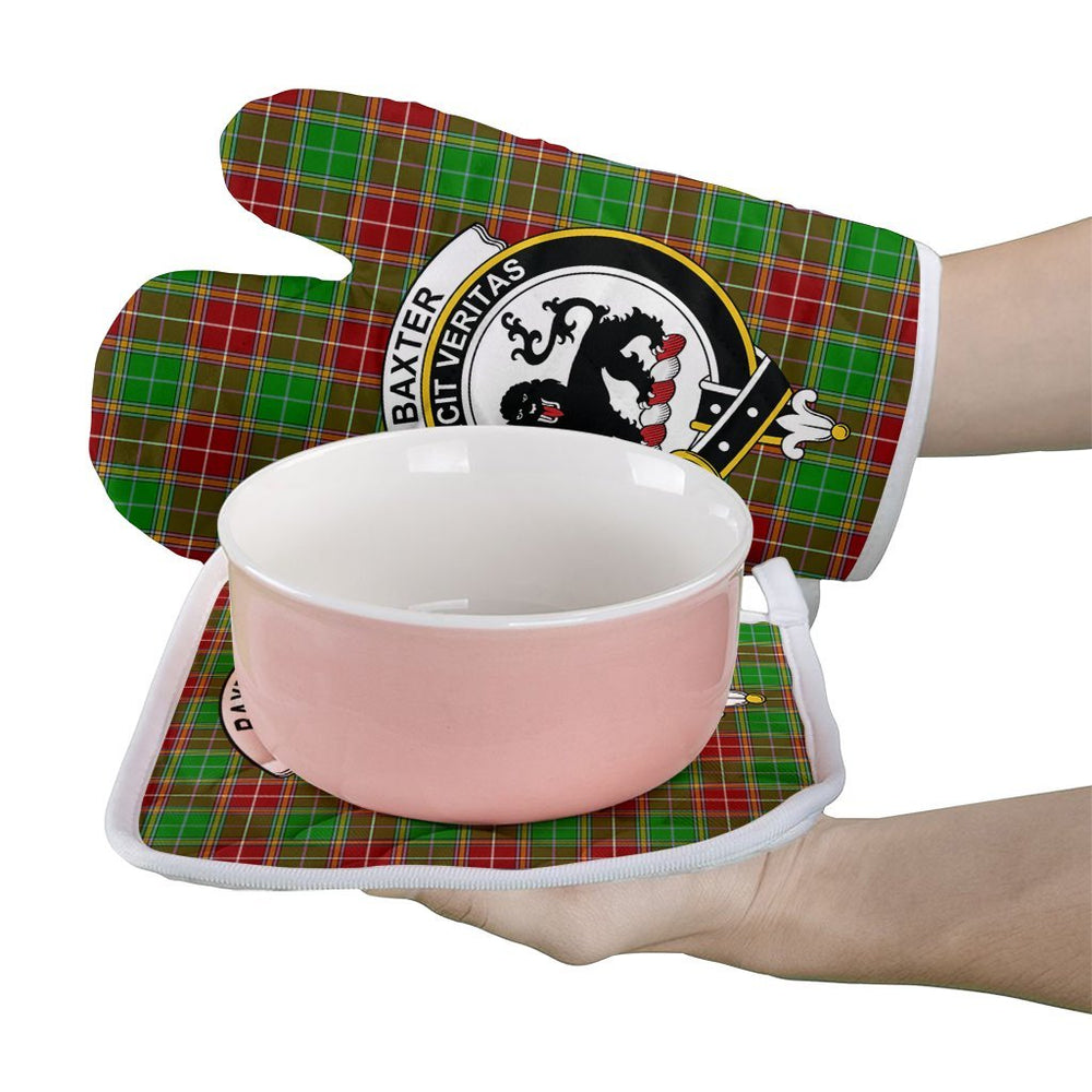 Clan Baxter Modern Tartan Crest Oven Mitt And Pot Holder (2 Oven Mitts + 1 Pot Holder) RW44 Clan Baxter Tartan Today   