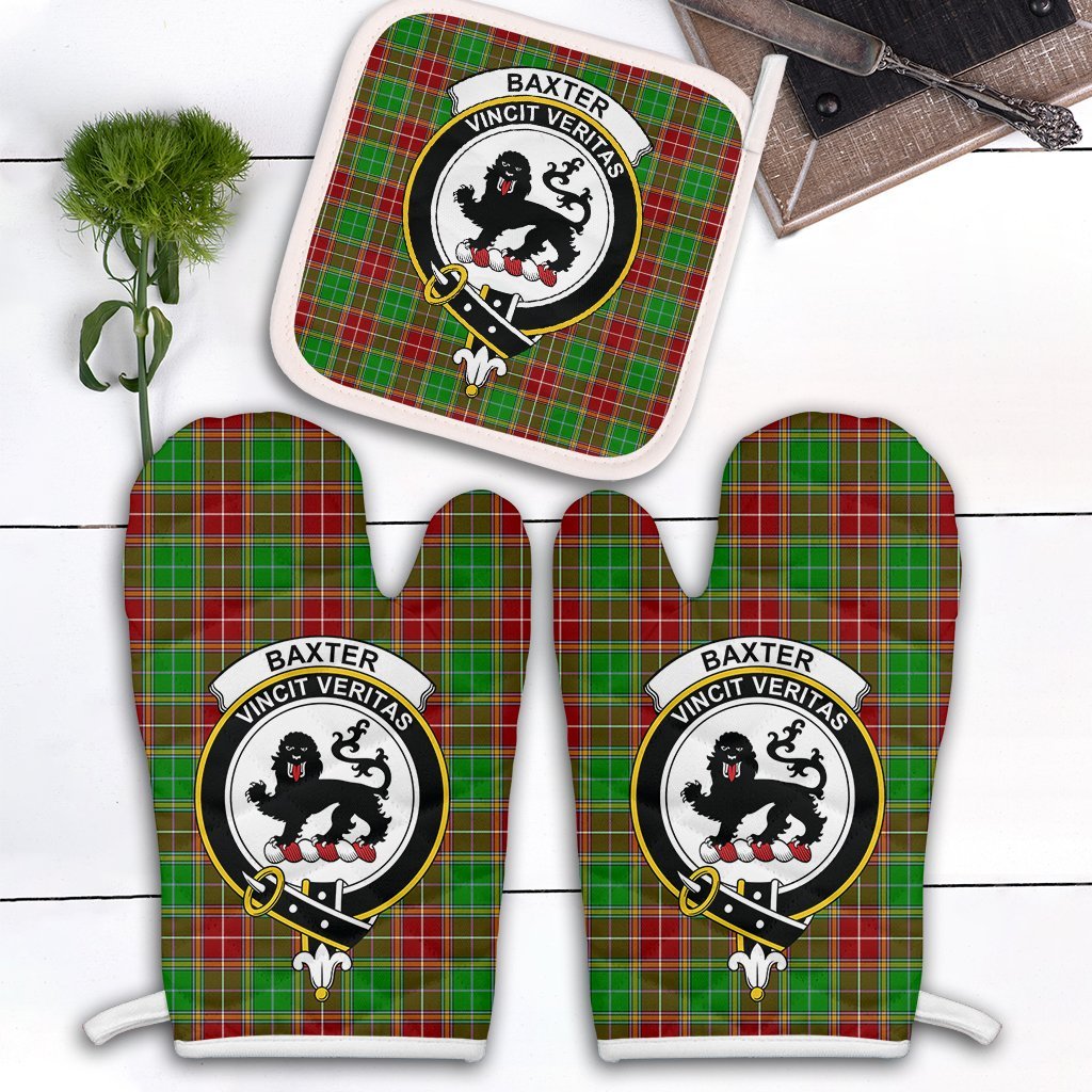 Clan Baxter Modern Tartan Crest Oven Mitt And Pot Holder (2 Oven Mitts + 1 Pot Holder) RW44 Clan Baxter Tartan Today   